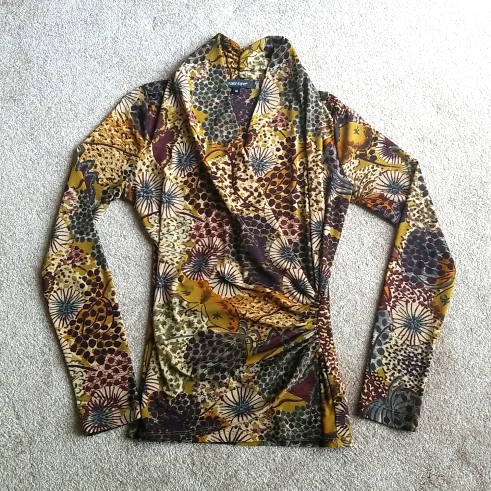 Women's Stretchy Wrap Blouse Sz M